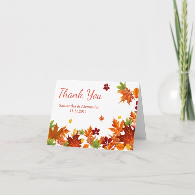 Rustic Watercolor Fall Pumpkin Blue Thank You card (Front)