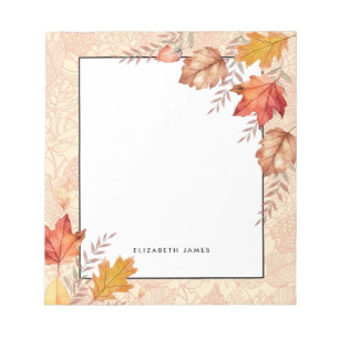 Rustic Watercolor Falling Leaves Autumn Custom Notepad