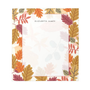 Rustic Watercolor Falling Leaves Autumn Custom Notepad