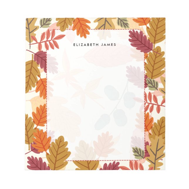Rustic Watercolor Falling Leaves Autumn Custom Notepad (Front)
