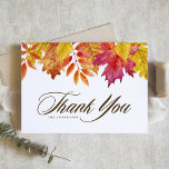 Rustic Watercolor Falling Leaves Fall Wedding Thank You Card<br><div class="desc">Send thanks with this customisable thank you card. It features watercolor fall leaves with whimsical calligraphy. Personalise by adding your details. This rustic fall thank you card is perfect for weddings,  birthdays,  baby showers,  and bridal showers.</div>