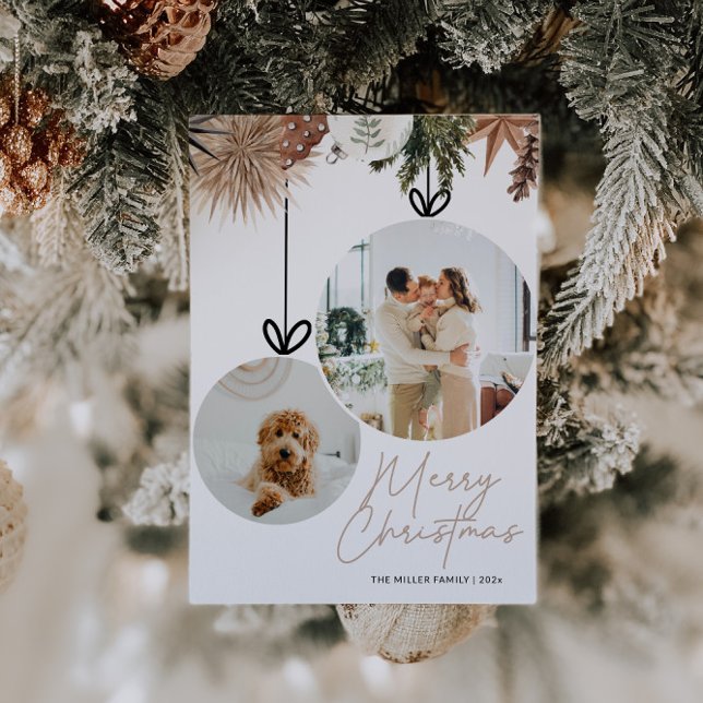 Rustic Watercolor Family Photo Christmas Holiday Card (Rustic Watercolor Family Photo Christmas Card)