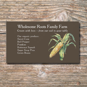 rustic watercolor farmers market, corn farmer business card