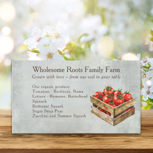 rustic watercolor farmers market, fresh produce business card