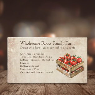 rustic watercolor farmers market, fresh produce business card