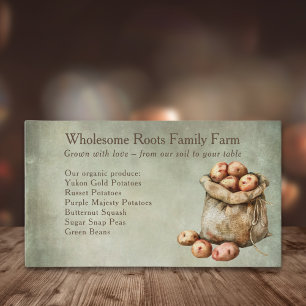 rustic watercolor farmers market, local produce business card