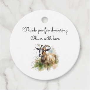 Rustic Watercolor Farmhouse Goat Baby Shower Favour Tags