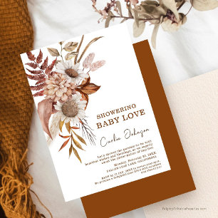 Rustic Watercolor Floral Baby Shower Invitations