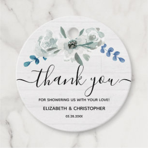 Rustic Watercolor floral baby shower Thank You Favour Tags
