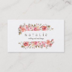 Rustic Watercolor Floral Banner Business Card