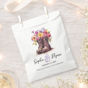Rustic Watercolor Floral Boots Country Wedding Favour Bags