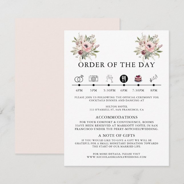 rustic watercolor floral bouquet enclosure card (Front/Back)