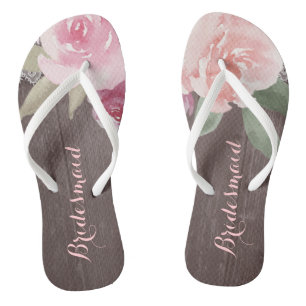 Rustic watercolor floral bridesmaid wedding jandals