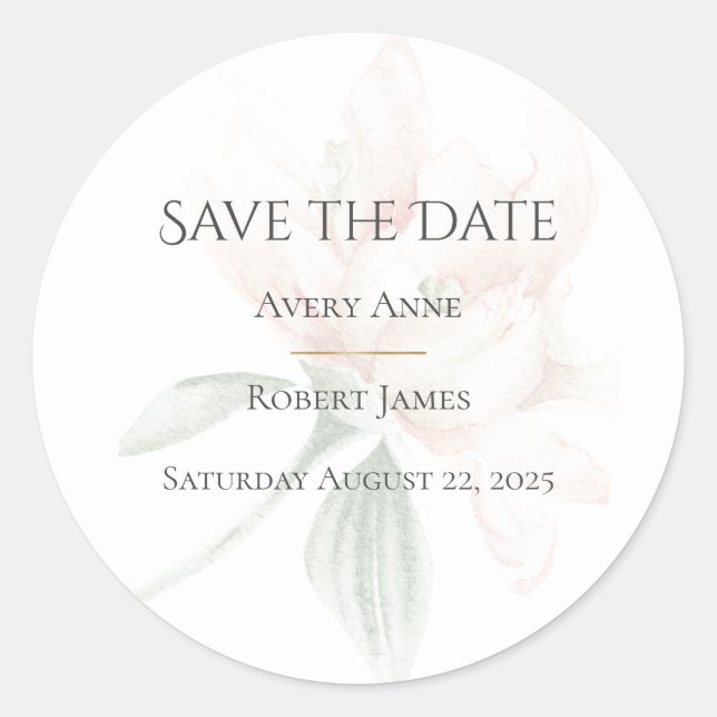 Rustic Watercolor Floral  Classic Round Sticker (Front)