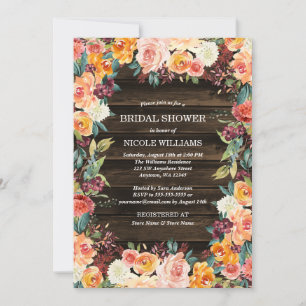 Rustic Watercolor Floral Fall Bridal Shower Invitation