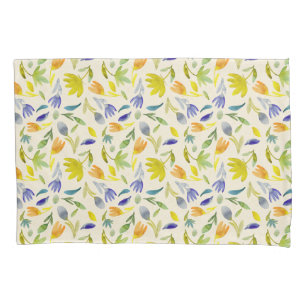 Rustic Watercolor Floral Garden Botanical Pillowcase