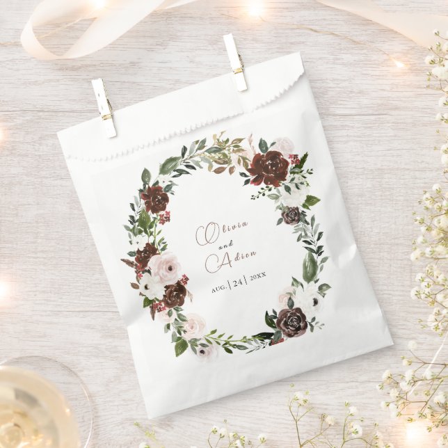 Rustic Watercolor Floral Geometric Wedding  Favour Bags (Clipped)