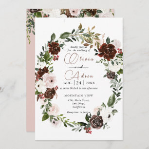 Rustic Watercolor Floral Geometric Wedding   Invitation