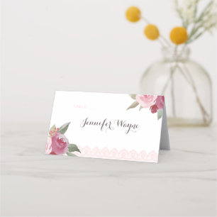 Rustic watercolor floral lace Wedding place cards