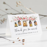 Rustic Watercolor Floral Lantern Wedding Thank You<br><div class="desc">This Wedding Thank You Greeting Card features watercolor rustic lanterns,  candles and pink flowers. For more advanced customisation of this design,  Please click the "Customise" button. Matching items are also available.</div>