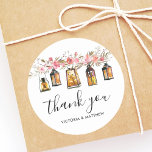 Rustic Watercolor Floral Lantern Wedding Thank You Classic Round Sticker<br><div class="desc">This Wedding Thank You Sticker features watercolor rustic lanterns,  candles and pink flowers. For more advanced customisation of this design,  Please click the "Customise" button. Matching items are also available.</div>