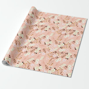 Rustic Watercolor Floral Pattern in Blush  Wrapping Paper