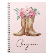 Rustic Watercolor Floral Pink Cowgirl Personalised