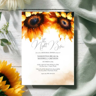 Rustic Watercolor Floral Rehearsal Dinner Invitation