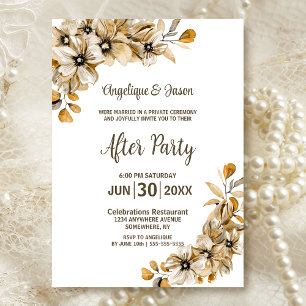 Rustic Watercolor Floral Wedding After Party Invitation