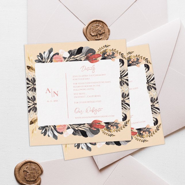 Rustic Watercolor Floral Wedding Details Info Enclosure Card (Rustic Watercolor Floral Wedding Details Info Enclosure Card)