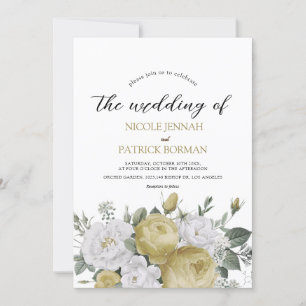 rustic watercolor floral wedding Invitation