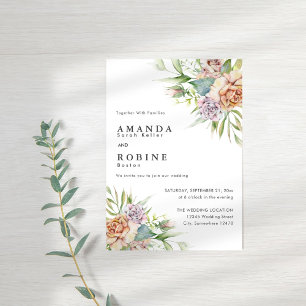 Rustic Watercolor Floral Wedding Invitation
