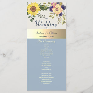 Rustic Watercolor Floral Wedding Program Programme