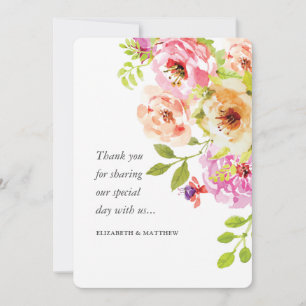 Rustic Watercolor Floral Wedding Thank You Card