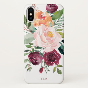 Rustic Watercolor Floral with Monogram Case-Mate iPhone Case