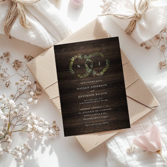 Rustic watercolor floral wreath wedding invite (Creator Uploaded)
