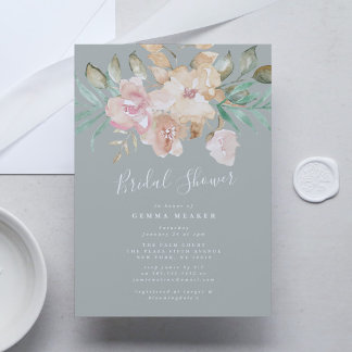 Rustic Watercolor Florals Bridal Shower Invitation