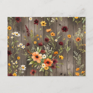 Rustic Watercolor Florals with Wildflowers  Postcard