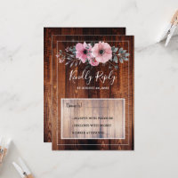 Rustic watercolor flowers barn wood RSVP wedding