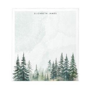 Rustic Watercolor Foggy Pie Forest Personalised Notepad