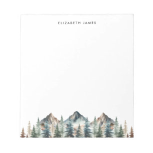 Rustic Watercolor Foggy Pie Forest Personalised Notepad