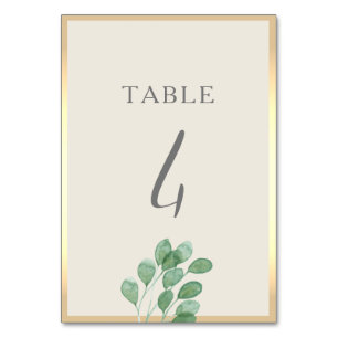 Rustic Watercolor Foliage Wedding Table Number