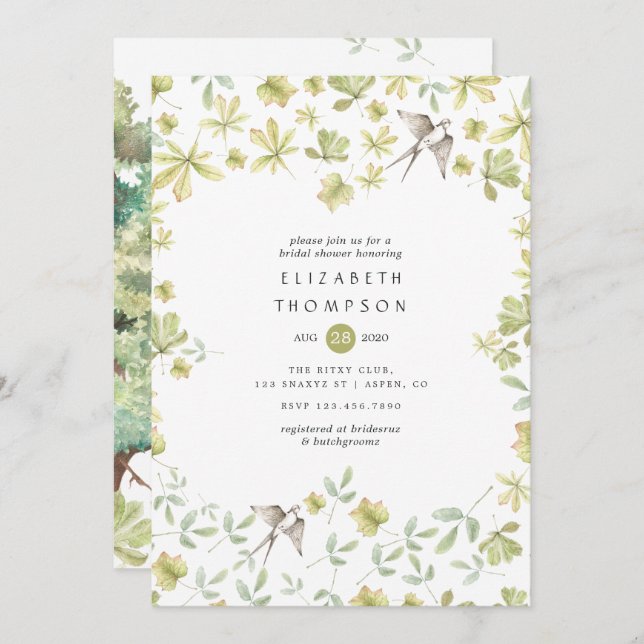 Rustic Watercolor Forest Invitation (Front/Back)