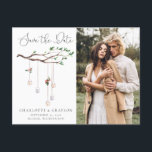Rustic Watercolor Forest Lights Save the Date Announcement Postcard<br><div class="desc">Rustic Watercolor Forest Lights Save the Date - our Save the Date postcard features your beautiful photo with calligraphy and woodland branches adorned with lights and florals. Save the Date postcard is part of a collection.</div>