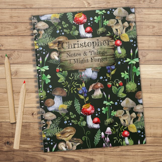 Rustic Watercolor Forest Mushrooms Moss Plants Notebook (Creator Uploaded)