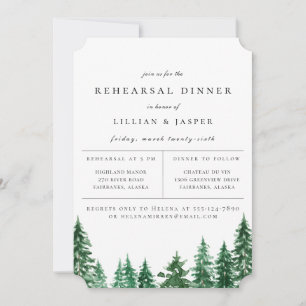 Rustic Watercolor Forest Rehearsal Dinner Announcement