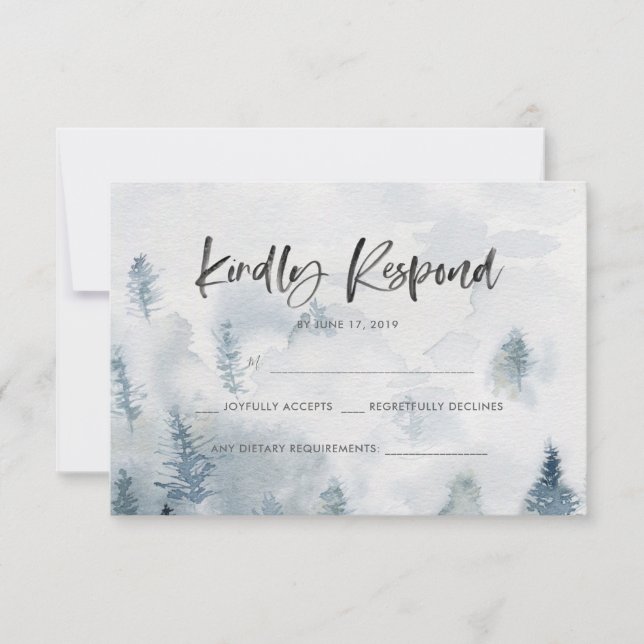 Rustic Watercolor forest RSVP cards (Front)