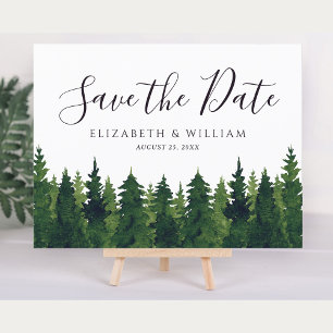 Rustic Watercolor Forest Save The Date Postcard