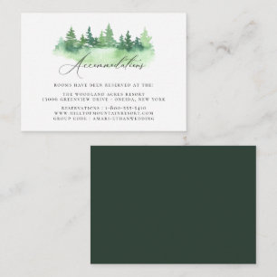 Rustic Watercolor Forest Wedding Accommodations Enclosure Card