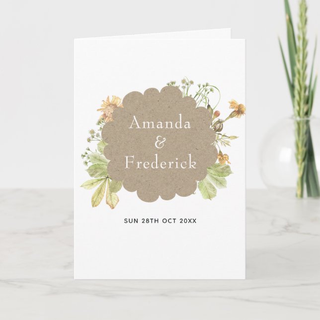 Rustic Watercolor Forest Wedding Programme (Front)
